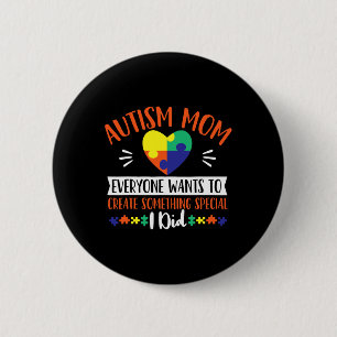 Badge Rond 5 Cm Autisme Mère Handicap Sensibilisation Mois Soutien