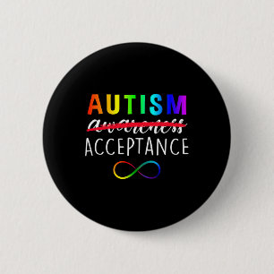 Badge Rond 5 Cm Autisme - Rouge au lieu - Acceptation Non Conscien
