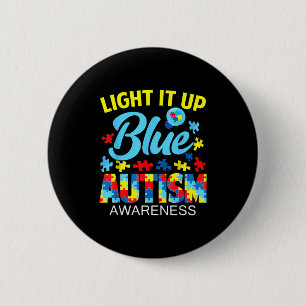 Badge Rond 5 Cm Autisme sensibilisation allume bleu puzzle ampoule