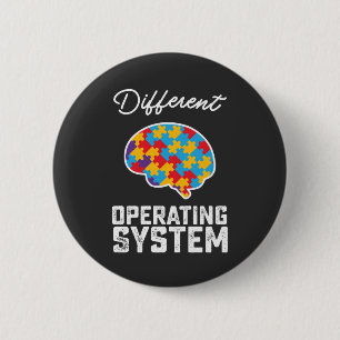 Badge Rond 5 Cm Autisme Système d'exploitation différent Neurodive