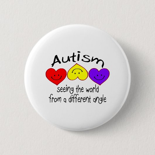 Badge Rond 5 Cm Autisme, voyant le monde d'un angle différent (Devant)