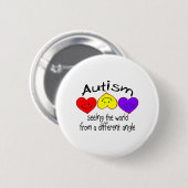 Badge Rond 5 Cm Autisme, voyant le monde d'un angle différent (Devant & derrière)