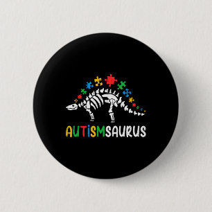 Badge Rond 5 Cm Autismsaurus Dinosaure Garçons Enfants Tout-petit