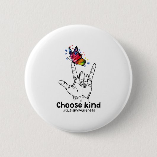 Badge Rond 5 Cm Autiste | Choisir le papillon de Sensibilisation s (Devant)