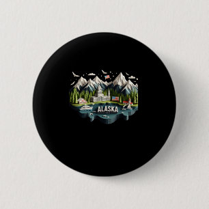 Badge Rond 5 Cm Autocollant Alaska State In Usa