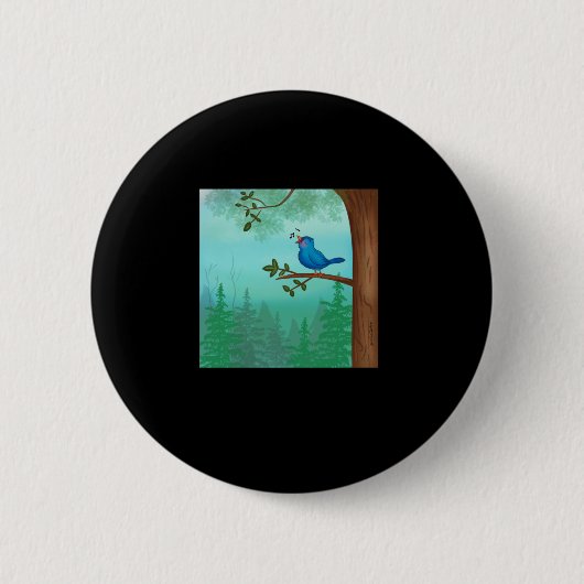 Badge Rond 5 Cm Autocollant bleu oiseaux (Devant)