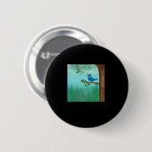 Badge Rond 5 Cm Autocollant bleu oiseaux (Devant & derrière)