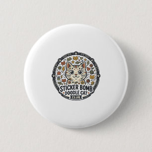 Badge Rond 5 Cm Autocollant Bombe Dessin Animé Chat POD Vector Art