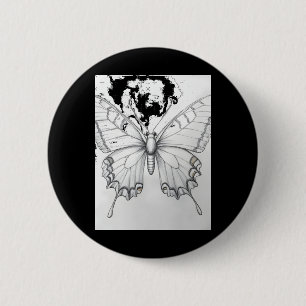 Badge Rond 5 Cm Autocollant de dessin au crayon de papillon monarq