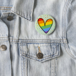 Badge Rond 5 Cm Autocollant Fierté Amour Cœur Gay Arc-en-ciel LGBT
