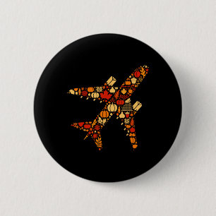 Badge Rond 5 Cm Automne Citrouille Automne Automne Avion Thanksgiv