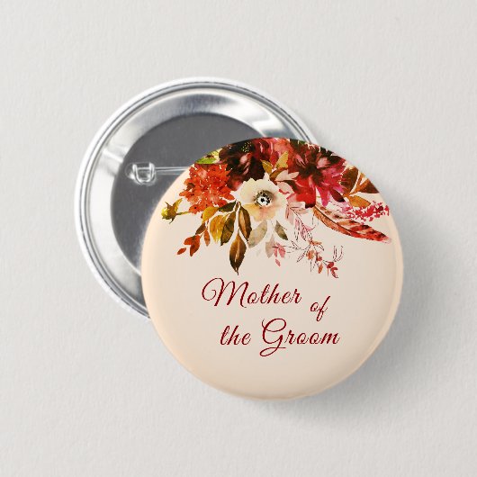 Badge Rond 5 Cm Automne Floral Script Mère De La Salle (Devant & derrière)