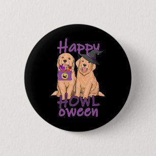 Badge Rond 5 Cm Automne Golden Retriever Lovers Halloween Happy Ho