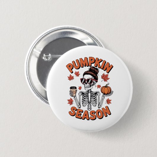 Badge Rond 5 Cm Automne Saison Citrouille (Devant & derrière)