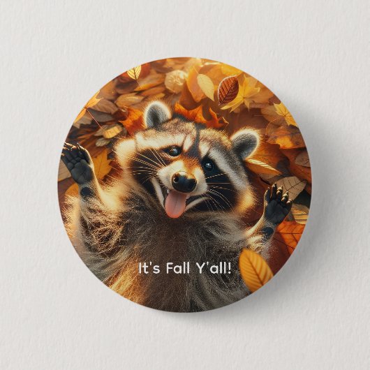 Badge Rond 5 Cm Automne Silly Raccoon personnalisable (Devant)