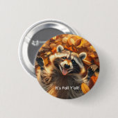 Badge Rond 5 Cm Automne Silly Raccoon personnalisable (Devant & derrière)