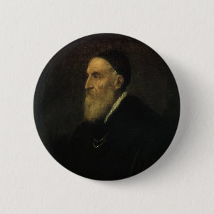 Badge Rond 5 Cm Autoportrait de Titien, Art Renaissance Vintage