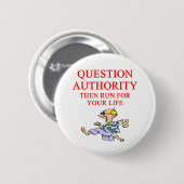 Badge Rond 5 Cm autorité de question (Devant & derrière)
