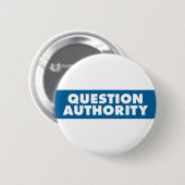 Badge Rond 5 Cm Autorité de question - bleu (Devant & derrière)