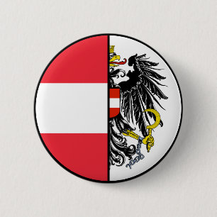 Badge Rond 5 Cm Autriche Drapeau et blason Patriotique
