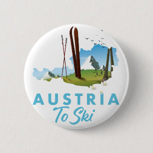 Badge Rond 5 Cm Autriche pour skier. affiche