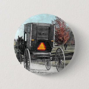 Badge Rond 5 Cm Autumn Amish Buggy