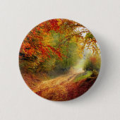 Badge Rond 5 Cm Autumn Leaves and Trees Covering Dirt Road (Devant)