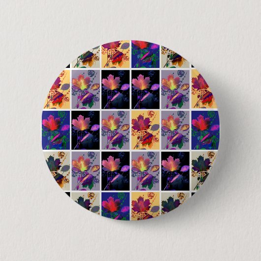 Badge Rond 5 Cm Autumn Leaves Rustic Patchwork (Devant)
