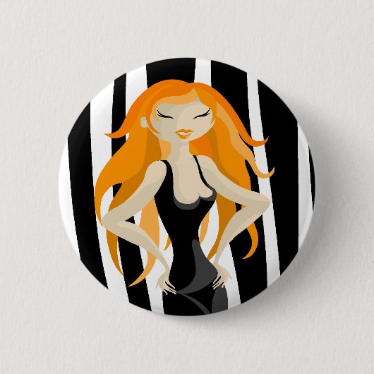 Badge Rond 5 Cm aux cheveux roux (Devant)