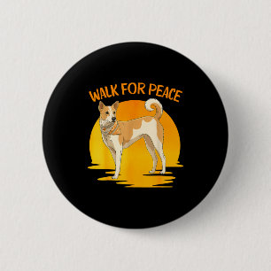 Badge Rond 5 Cm Avec Walk Paix Aloka Chien Minimaliste