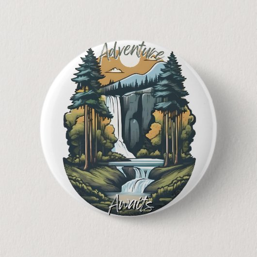 Badge Rond 5 Cm Aventure Await - Nature (Devant)
