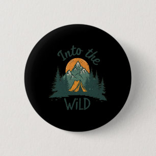 Badge Rond 5 Cm Aventure de camping sauvage dans les montagnes de