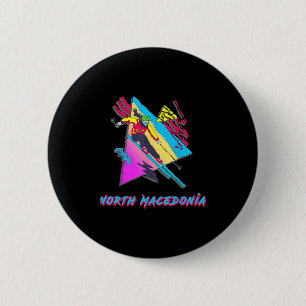 Badge Rond 5 Cm Aventure De Ski Rétro En Macédoine Du Nord Ski Ski