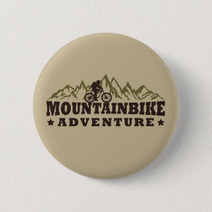 Badge Rond 5 Cm Aventure en VTT - Vélo de Montagne