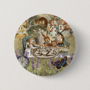 Badge Rond 5 Cm Aventures d'Alice au pays des merveilles Thé à la