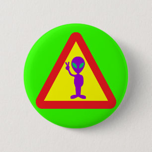 Badge Rond 5 Cm Avertissement de l'Alien