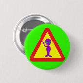 Badge Rond 5 Cm Avertissement de l'Alien (Devant & derrière)