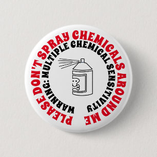 Badge Rond 5 Cm Avertissement de trouble de sensibilité chimique m