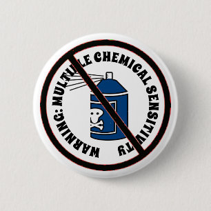Badge Rond 5 Cm Avertissement de trouble de sensibilité chimique m