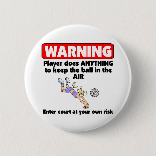 Badge Rond 5 Cm Avertissement de VolleyChick (Devant)