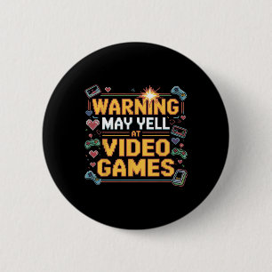 Badge Rond 5 Cm Avertissement Peut Crier Contre Les Jeux Vidéo Drô