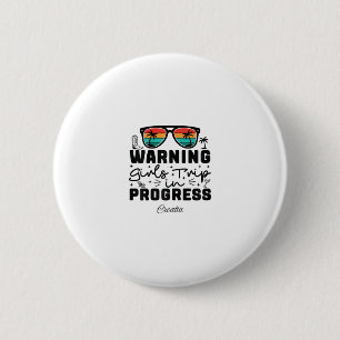 Badge Rond 5 Cm Avertissement Voyage Filles En Cours De Vacances C