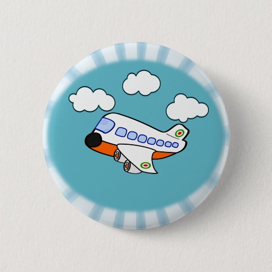 Badge Rond 5 Cm Avion de bande dessinée (Devant)