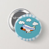 Badge Rond 5 Cm Avion de bande dessinée (Devant & derrière)