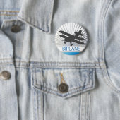 Badge Rond 5 Cm Avion de biplan (En situation)