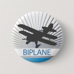 Badge Rond 5 Cm Avion de biplan