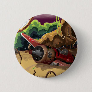 Badge Rond 5 Cm Avion de chasse de la Seconde Guerre mondiale écra
