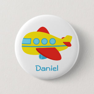Badge Rond 5 Cm Avion mignon et coloré de passager