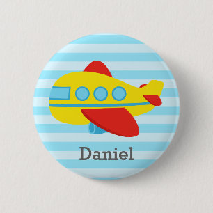 Badge Rond 5 Cm Avion mignon et coloré de passager, pour des