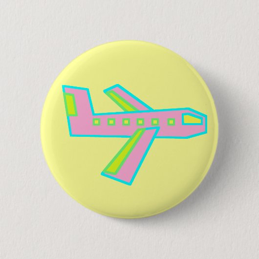 Badge Rond 5 Cm Avion rose de Zooper (Devant)